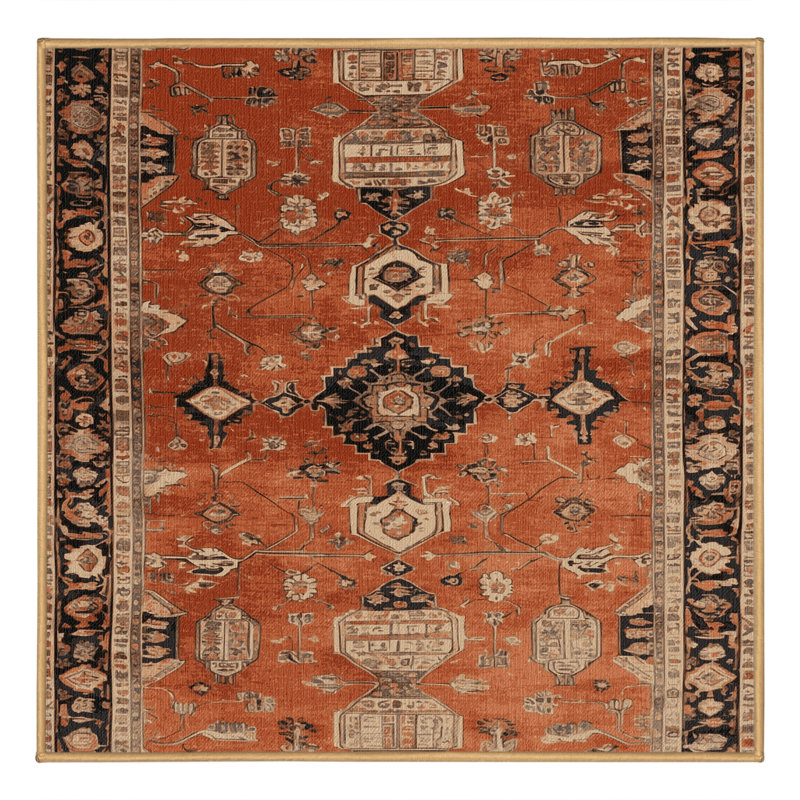 Tapis brun lavable à la machine, Carré 7 pi