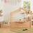 Akin House-Shaped Wooden Floor Bed with Guardrails & Built-in Tray-122581936-122581933