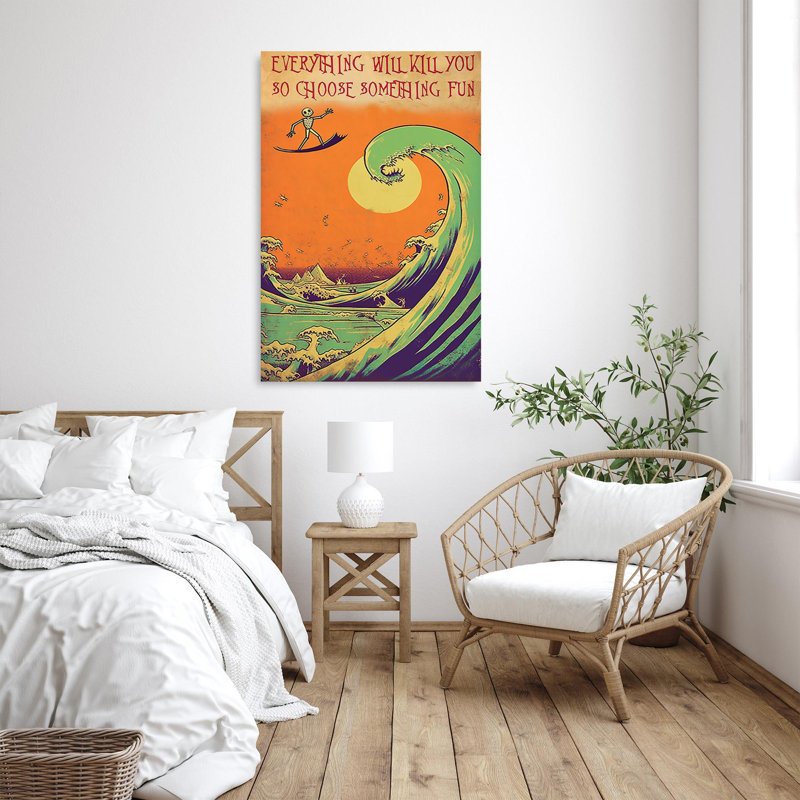 «Surfing so choisir Quelque chose d'amusant», reproduction d'art rectangulaire sur toile tendue 1 à 1 pièce