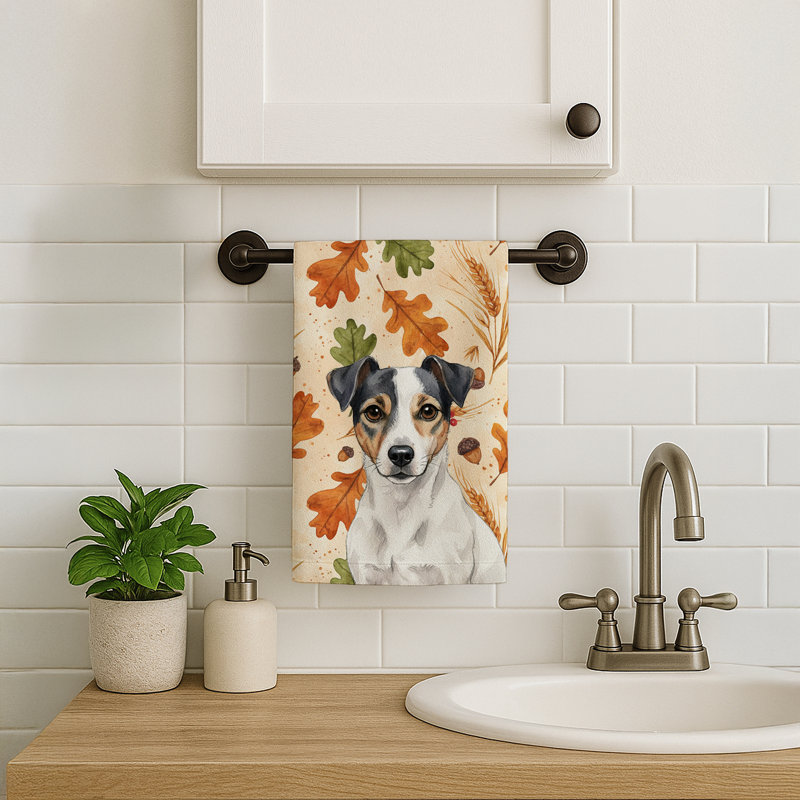 Serviette de cuisine blanche et noire Jack Russell Terrier Heirloom, White and Black Jack Russell Terrier