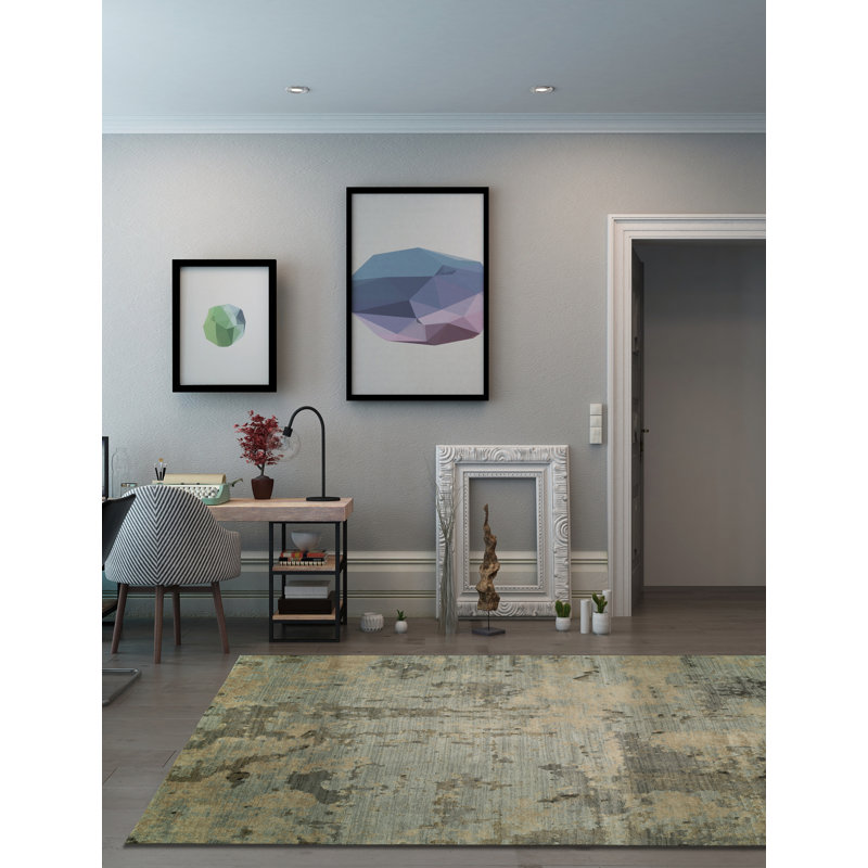 Abstract Area Rug in Blue, Rectangle 12' x 15'