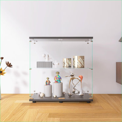 Vitrine en verre 2 couches avec 2 portes