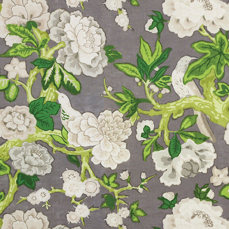 Schumacher x Mary McDonald Bermuda Blossoms Fabric, Slate
