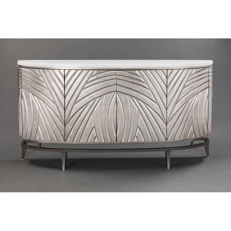 71.5'' W Sideboard, White/SIlver/Black