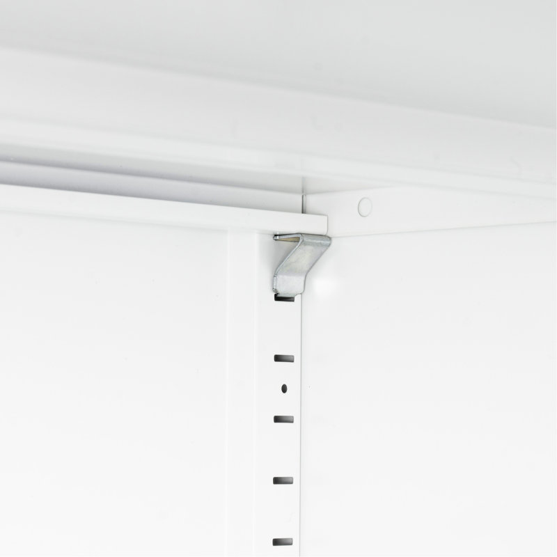 Classeur en métal blanc avec 2 portes et tablettes, verrouillable pour les papiers de bureau, objets de valeur dans une salle de sport, acier laminé à froid à haute résistance, structure stable, dimensions 32,23, démontable, assemblage