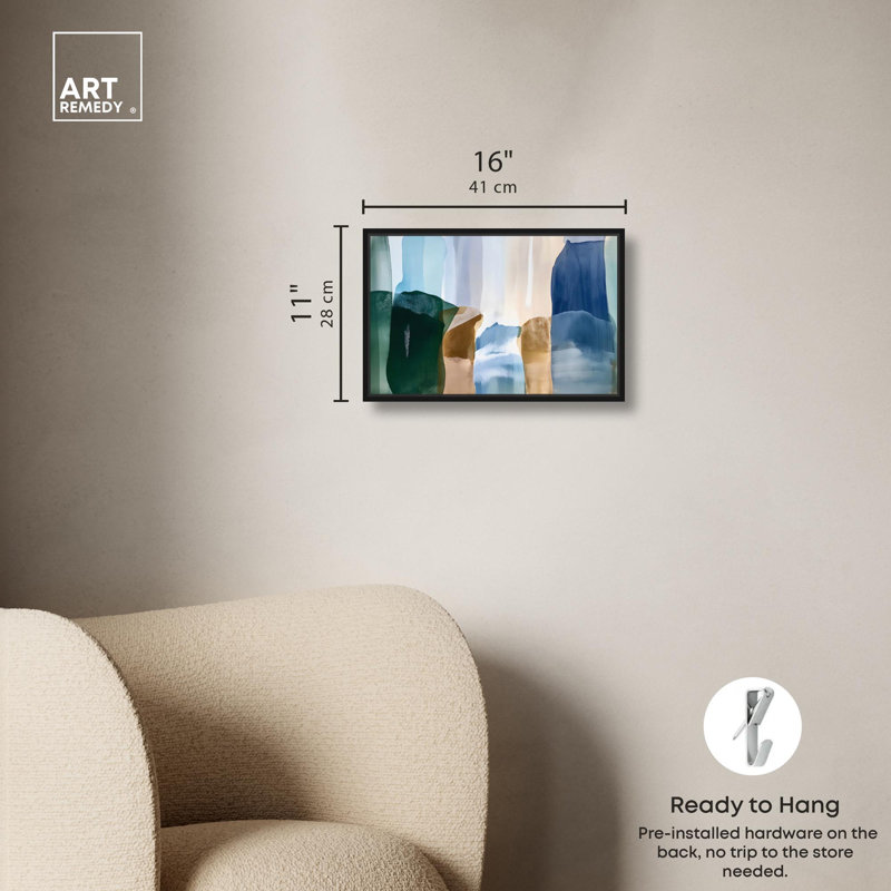 Abstrait numérique sur toile Contoured Calm II par Art Remedy, H 11 po x l 16 po, Cadre flottant noir