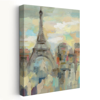 Paris Impression - Abstract Blue Cityscape Eiffel Tower