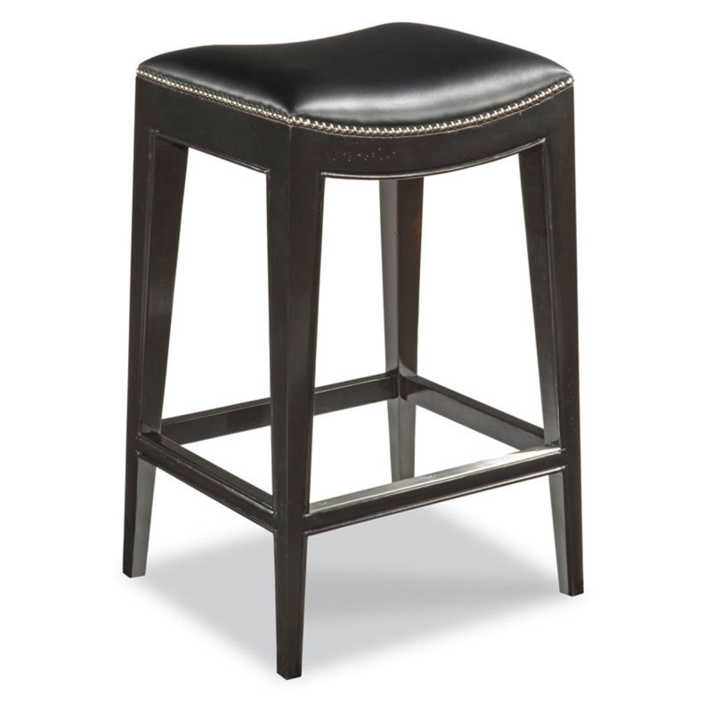 Tabouret de bar et de comptoir Jackson, Cuir noir / cadre noir, Tabouret de bar (assise de 30 po de hauteur)