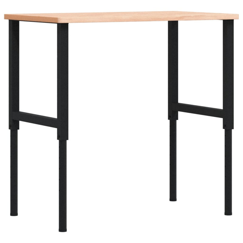 Solid Wood Top Height-Adjustable Workbench, 98 cm H x 100 cm W x 60 cm D, Beige Wood