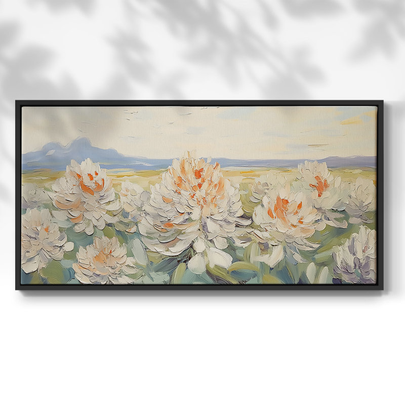 Botanical Series-CXCIV- Toile tendue avec châssis tendue - Prêt à accrocher, H 25 po x l 49 po, Noir