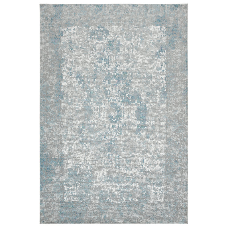 Tapis gris / bleu Brazell, Rectangle 5 pi 3 po x 7 pi 6 po