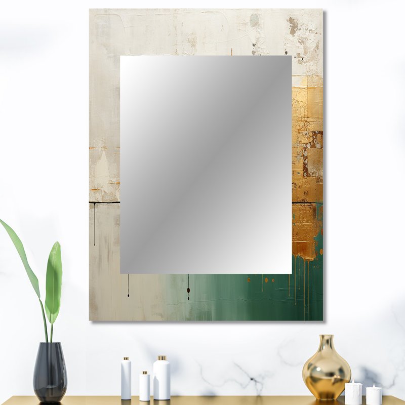Minimalisme doré et bleu sarcelle Horizon II - peinture abstraite, miroir mural moderne, reproduction d'art en métal