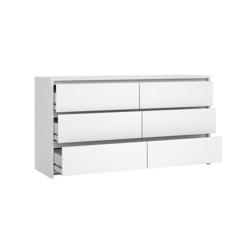 Commode double 6 tiroirs Amily, Blanc