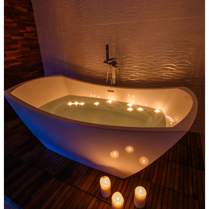 Denali 70'' L Freestanding Soaking Bathtub, Matte White