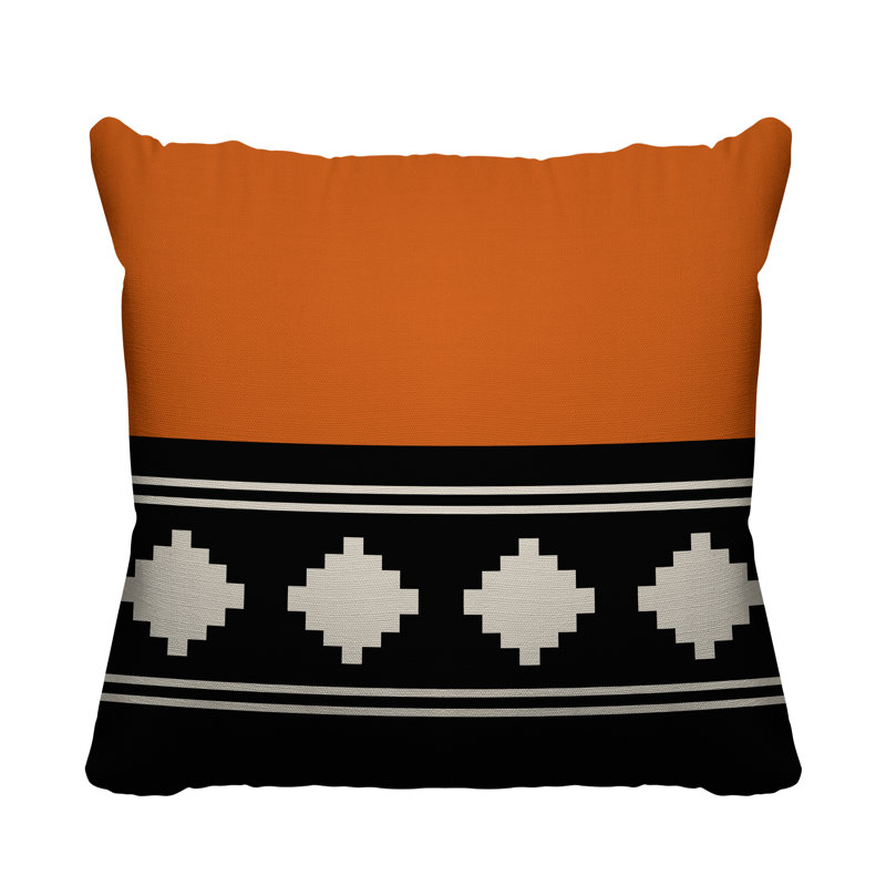 Ector Outdoor Reversible Throw Pillow, 15H" x 15W", Orange
