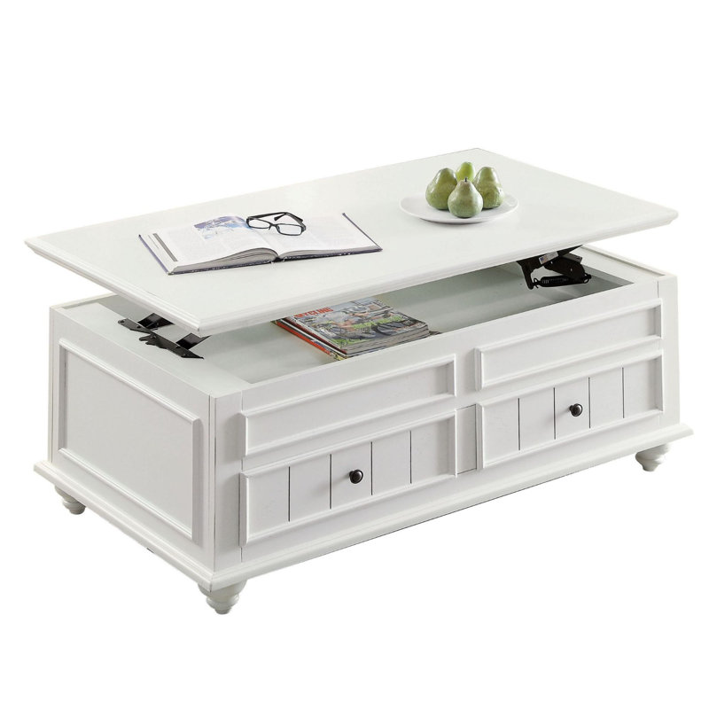 Table basse blanche avec plateau relevable Manti