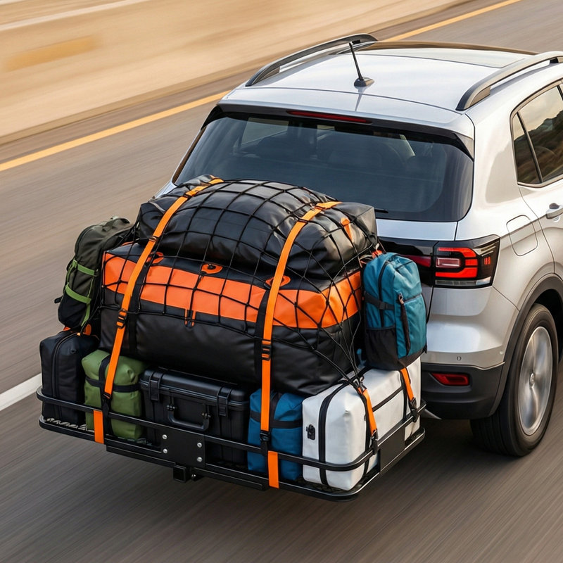 Porte-bagages avec attache pliable 60 po avec sac imperméable et stabilisateur de 16 pieds cubes (capacité de 500 lb)