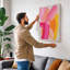 Brushstrokes in Pink Abstract - Wrapped Canvas-895665991-895666106