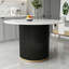 Table de salle à manger de 46 pouces en faux marbre, base en métal noir Wave avec décoration dorée - pouvant accueillir 4 personnes pour la cuisine et la salle à manger