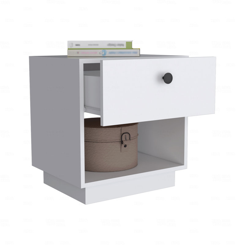 1 Drawer Nightstand (Bedside Side Table), End Table, Side Table Open Lower Shelf