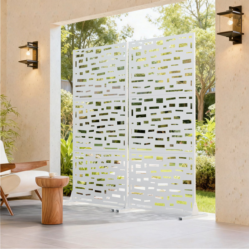 Ensemble de 2 écrans d'intimité en métal H 6 pi x l 3 pi, H 72 po x l 35 po x P 16 po, Blanc