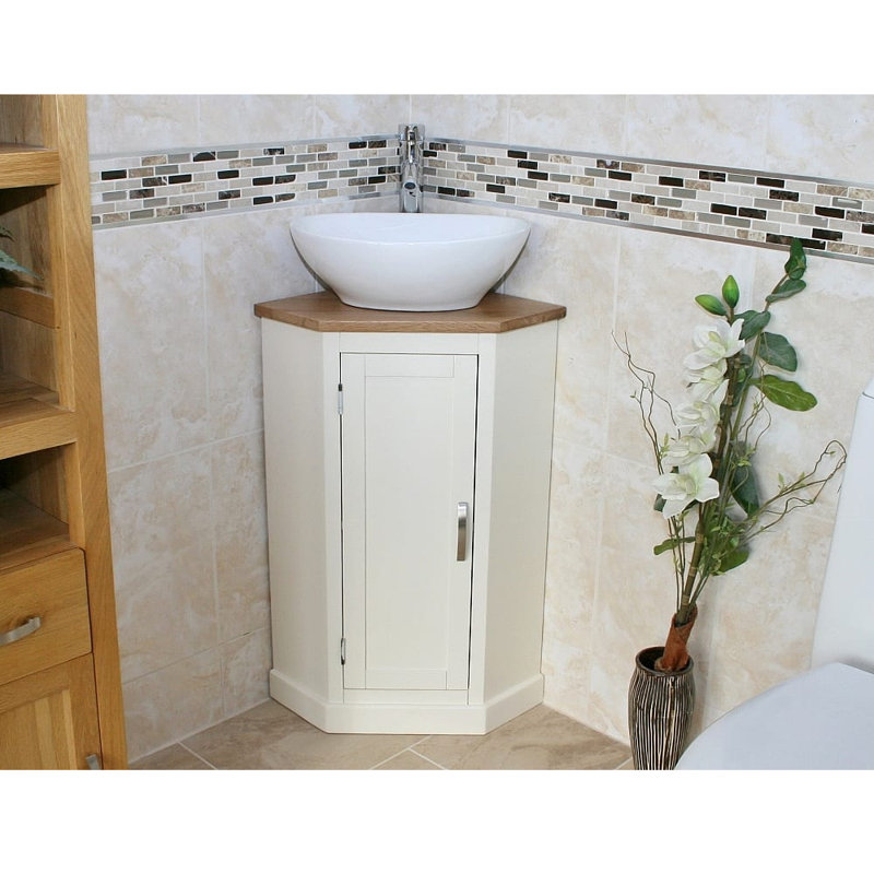Lewiston Free-standing Corner Vanity, White
