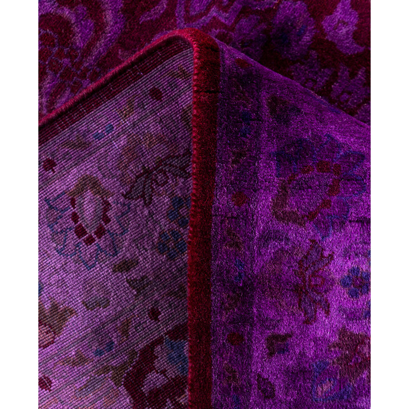 Overdyed Hand-Knotted Wool Modern-Contemporary Purple Runner 2' 7" x 12' 2"