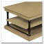 Table basse en bois 55,1 "avec pieds noirs, 2 tablettes de rangement ouvertes-1088206850-1088206849