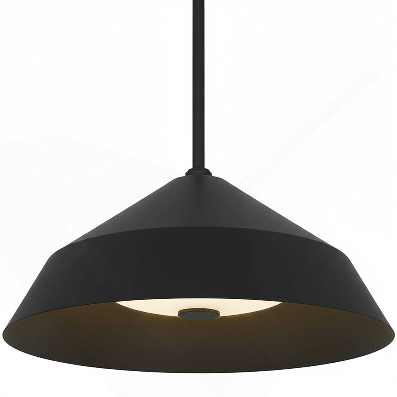 Luminaire suspendu DEL 22 po de diamètre noir intégré, H 6,38 po x l 14 po x P 14 po
