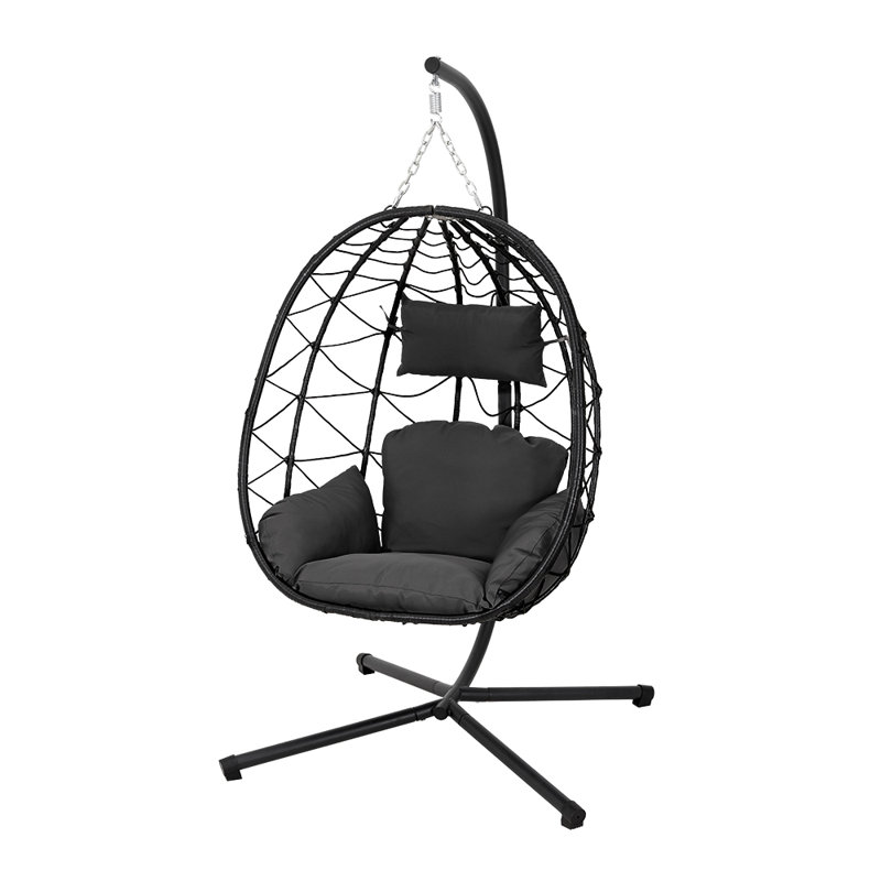 Egg-Shaped Chair Hammock with Stand, Dark Grey