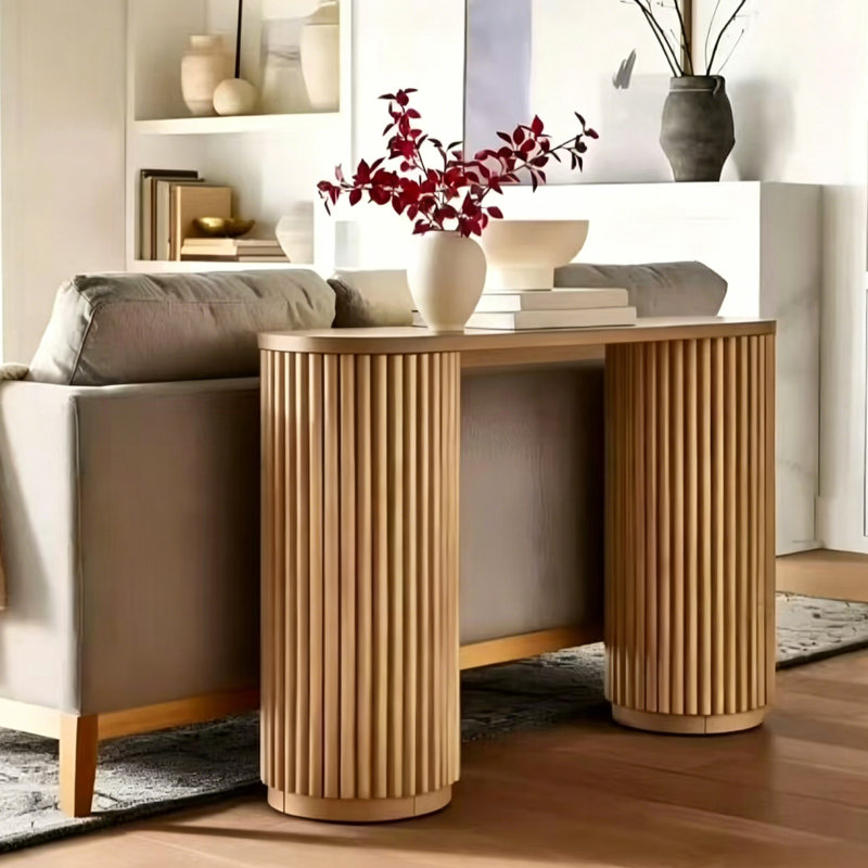 Console nordique simple de style bûche., 31.5" H x 55.1" W x 15.7" D