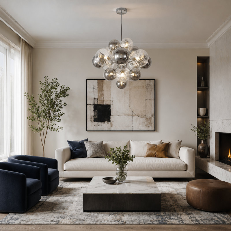 Modern 11 - Light Bubble Glass Dimmable Sphere Chandelier