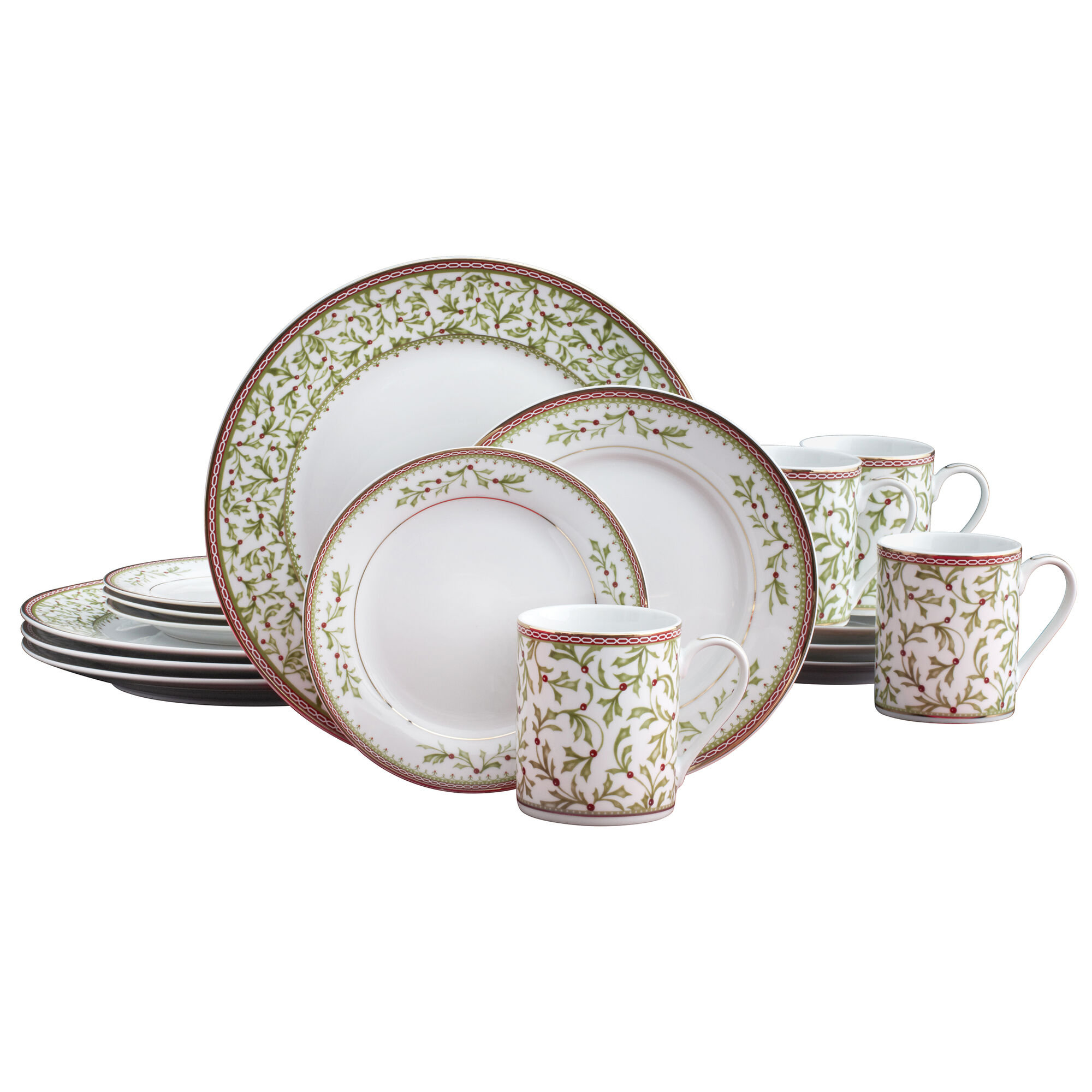 Mikasa Holiday Tradition 16-Piece Porcelain Dinnerware Set, Service for  Reviews Perigold