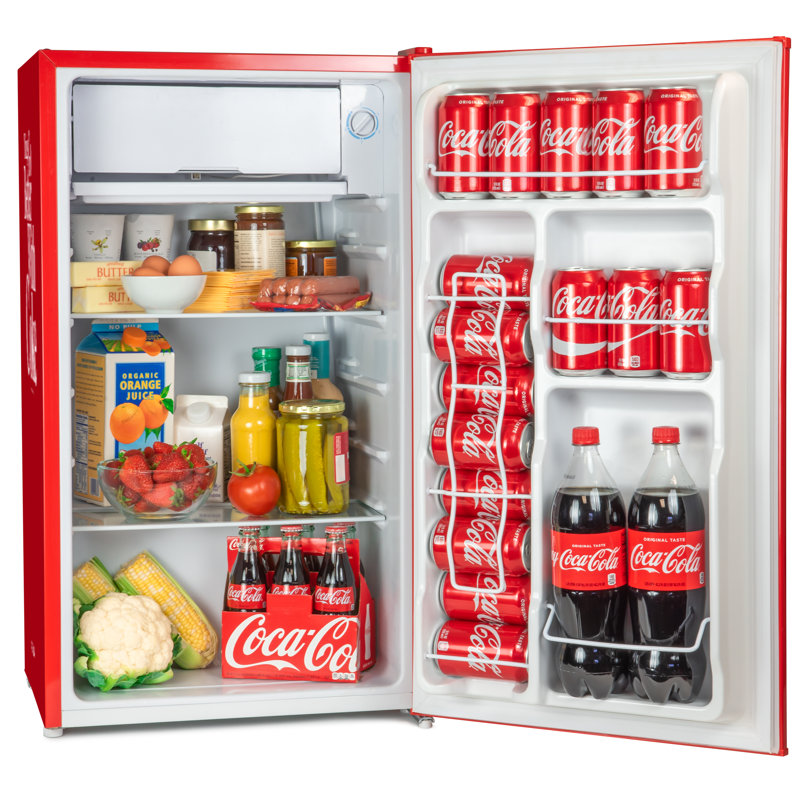 Compact Red Coca-Cola Refrigerator with Freezer
