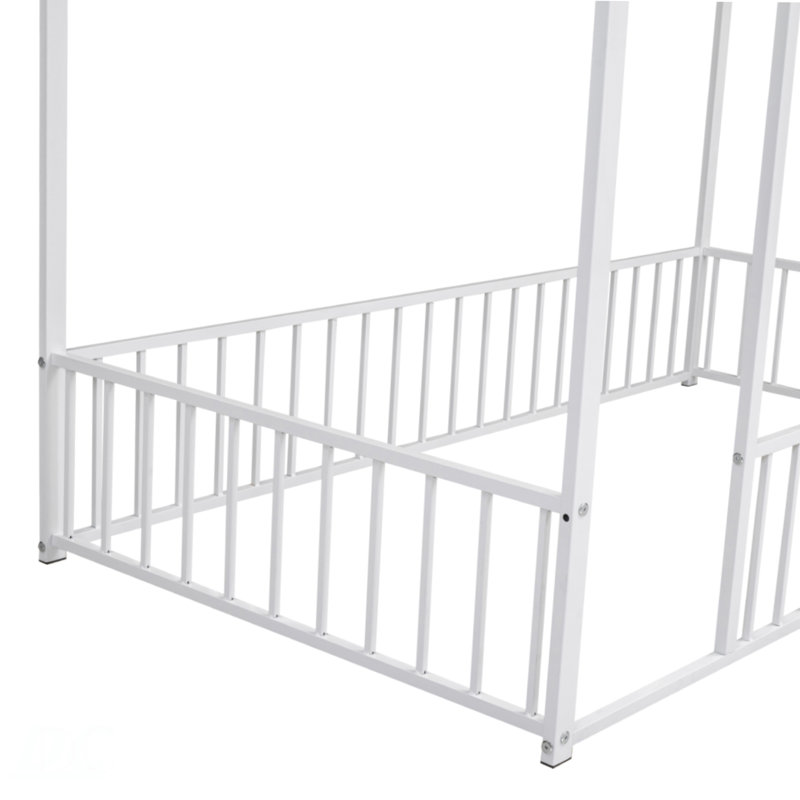 Structure de lit simple en métal avec clôture, pour enfants, adolescents, filles et garçons