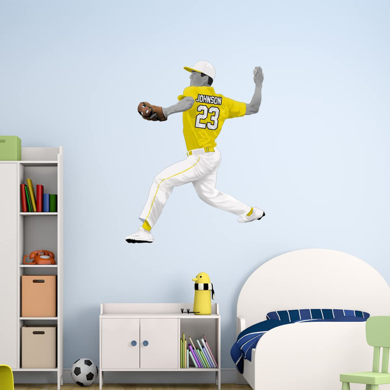 Adhésif décoratif baseball, H 47 po x l 36 po, Oui, Jaune