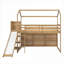 Lit mezzanine simple en bois de pin massif de taille simple, sans sommier tapissier, capacité de 400 lb, avec rangement à glissière et amp; Lumière, couleur bois pour la chambre à coucher-1323029168