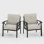 Ensemble de 2 fauteuils en métal toutes saisons, structure kaki avec coussins beiges-1384228268-1384228275