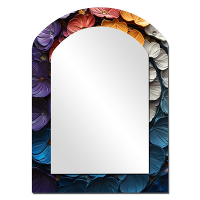 Purple And Blue Fractal Universe Spiral V - Abstract Spirals Asymmetrical Unique Mirror, Yellow Arch Large Wall Mirror, Printed Metal Art