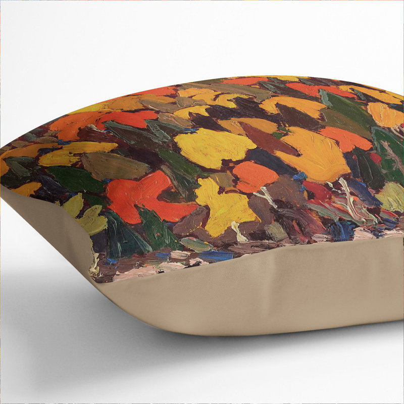 Autumn Foliage Square Throw Cushion, Stone, 55cm H x 55cm W x 20cm D