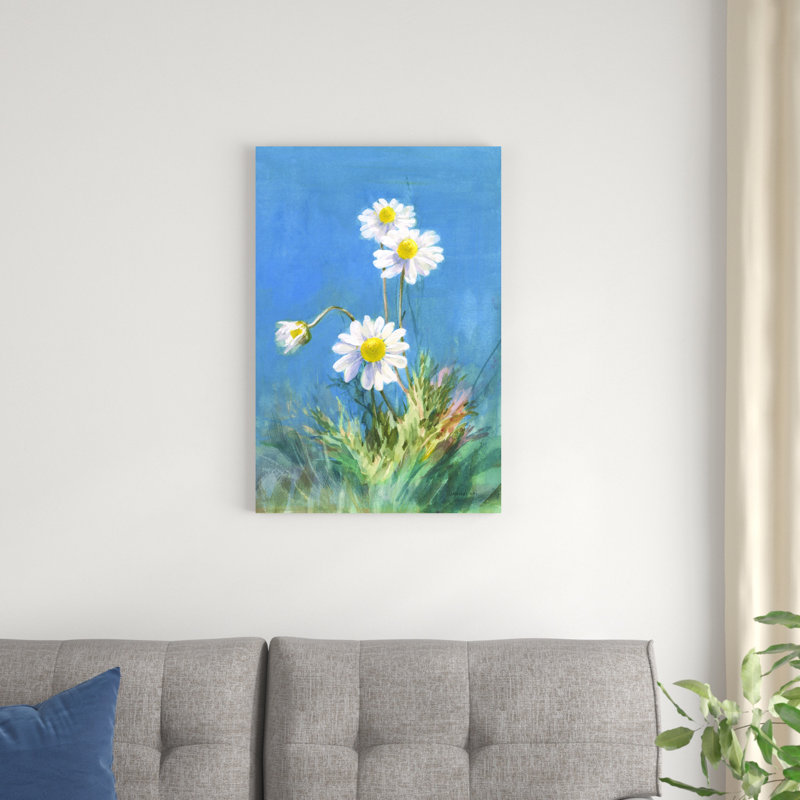 Marguerites blanches sans papillon, H 30 po x l 20 po