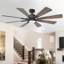 Ventilateur de plafond 60 pouces à DEL 8 pales avec télécommande et ensemble d'éclairage inclus Lisa-1152060046