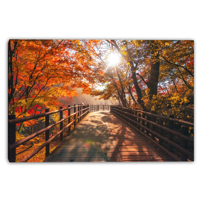 «Autumn Bridge», art mural sur toile lustrée, H 30 po x l 40 po