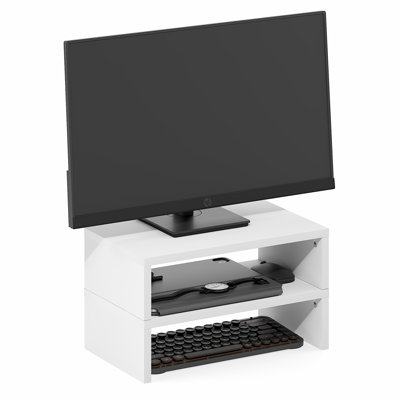  CLASSIC Monitor Stand Riser Set of 2, 39.9 cm Wide Dual Monitor Riser, Stackable Separable Laptop Stand for Desk, Desktop Organizers and Accessories, for Office Supplier, White