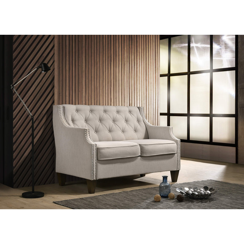 Causeuse à accoudoirs arrondis 53,25 po Seneca, Beige