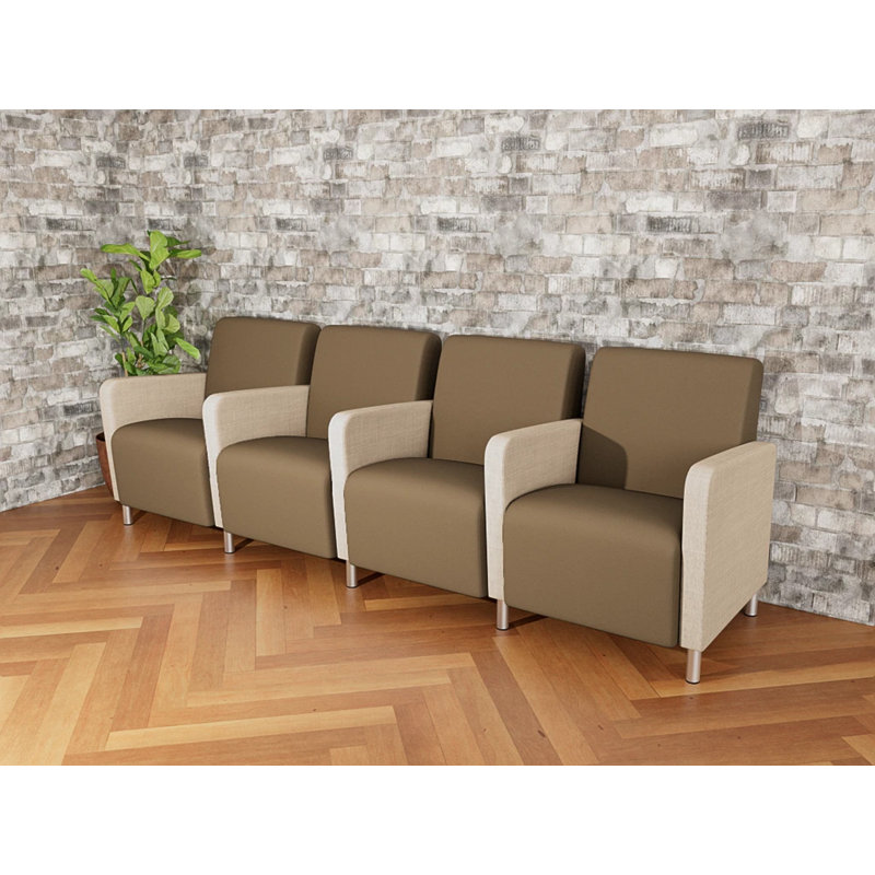 Sièges tandem 4 places Ravenna, Acier brossé, Chambray calcaire / Patriot Plus taupe