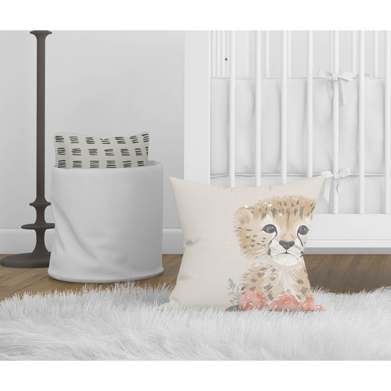 Lil Leopard Ivory Pillow, 16" H x 16" W