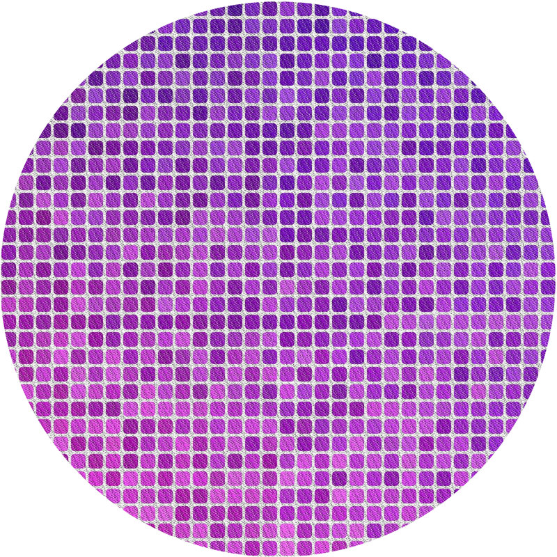 Tapis géométrique mauve / blanc, Rond 3 pi