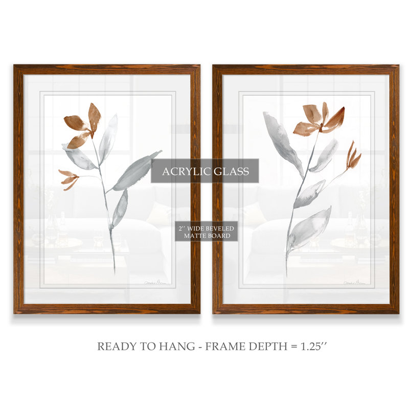 «Simple Stem I» par Vincent Van Gogh - ensemble de 2 reproductions d'art, H 20 po x l 16 po x P 1,25 po, Blanc