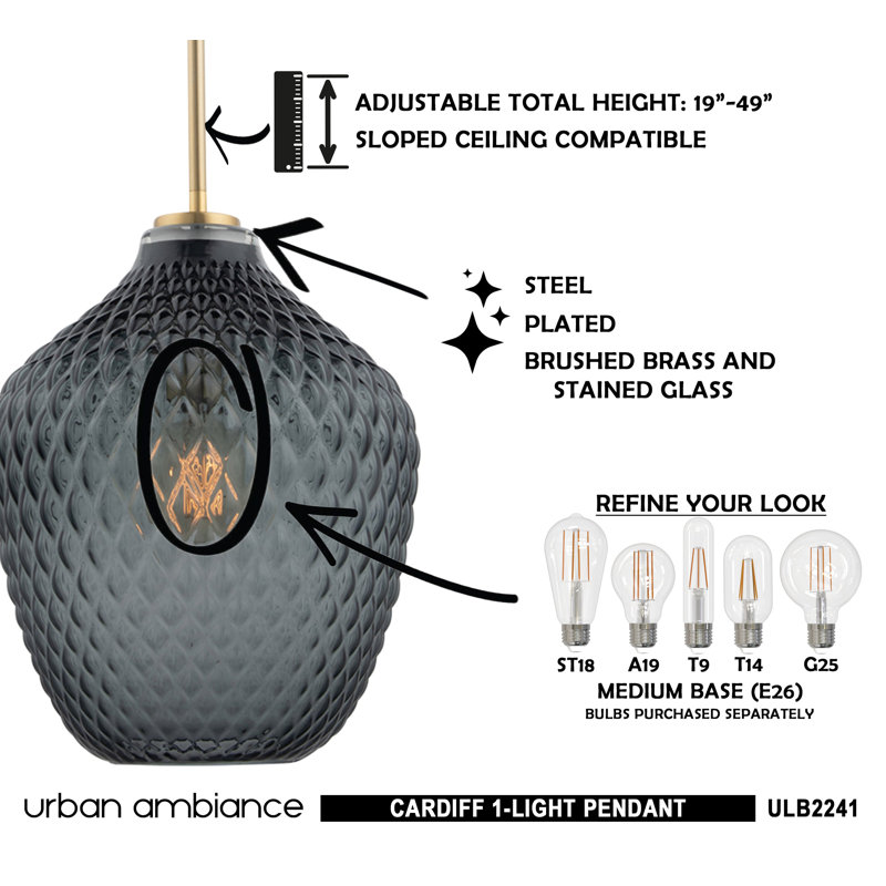 1 - Light Teardrop Pendant, Black